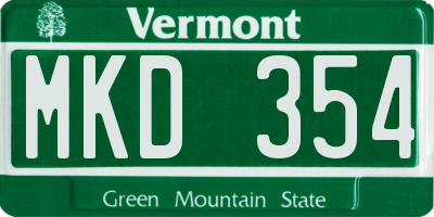 VT license plate MKD354