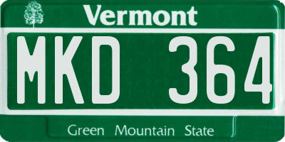 VT license plate MKD364