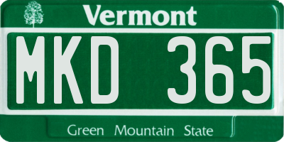 VT license plate MKD365