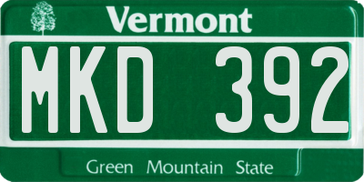 VT license plate MKD392