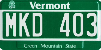 VT license plate MKD403