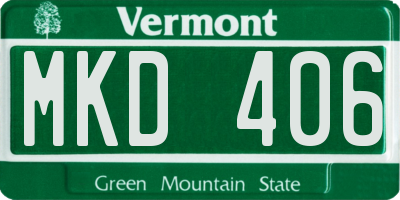 VT license plate MKD406