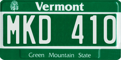 VT license plate MKD410
