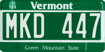 VT license plate MKD447
