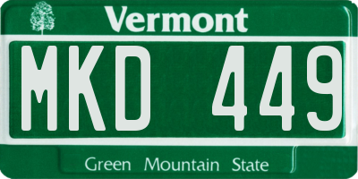 VT license plate MKD449