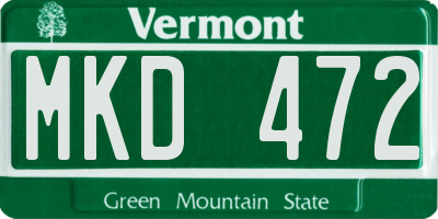VT license plate MKD472