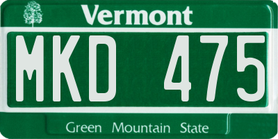 VT license plate MKD475