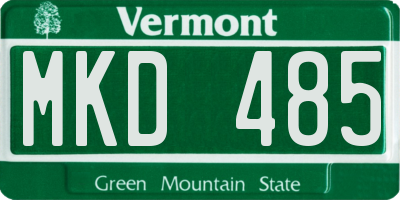 VT license plate MKD485