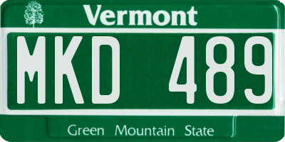 VT license plate MKD489
