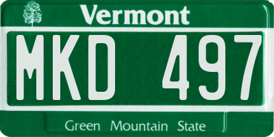 VT license plate MKD497