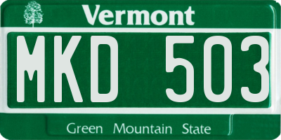 VT license plate MKD503