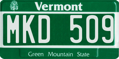 VT license plate MKD509