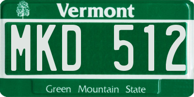 VT license plate MKD512