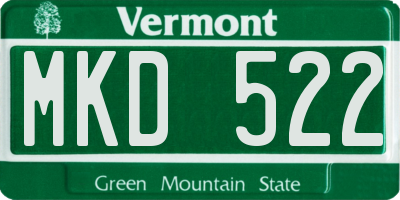 VT license plate MKD522