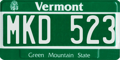 VT license plate MKD523