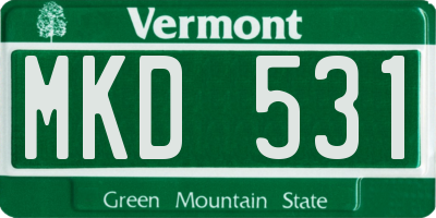 VT license plate MKD531