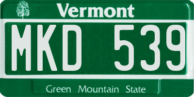 VT license plate MKD539