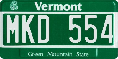 VT license plate MKD554