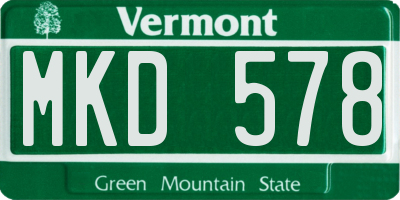 VT license plate MKD578