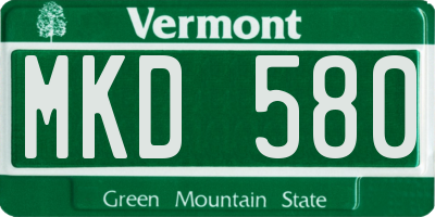 VT license plate MKD580