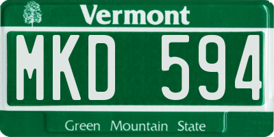 VT license plate MKD594