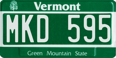 VT license plate MKD595