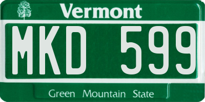 VT license plate MKD599