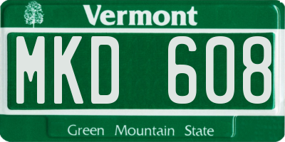 VT license plate MKD608