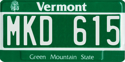 VT license plate MKD615