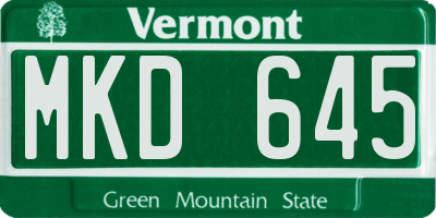 VT license plate MKD645