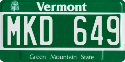 VT license plate MKD649