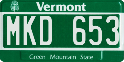 VT license plate MKD653