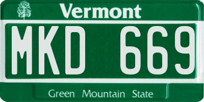 VT license plate MKD669