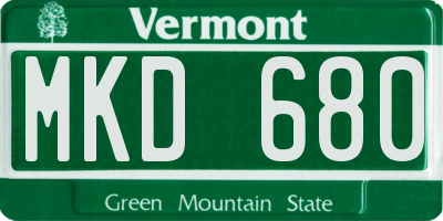 VT license plate MKD680