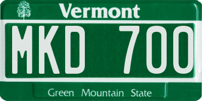VT license plate MKD700