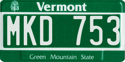 VT license plate MKD753