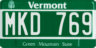 VT license plate MKD769