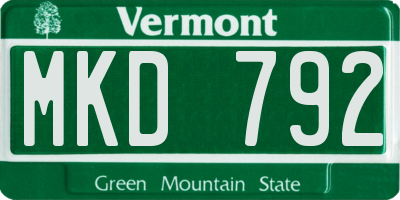 VT license plate MKD792