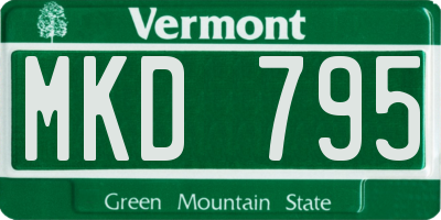 VT license plate MKD795