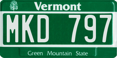 VT license plate MKD797