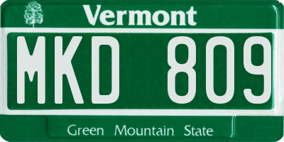 VT license plate MKD809