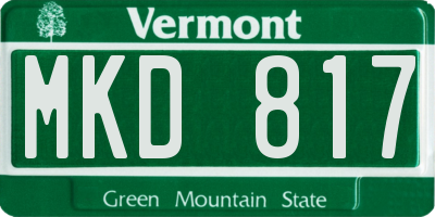 VT license plate MKD817