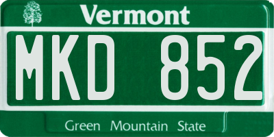 VT license plate MKD852