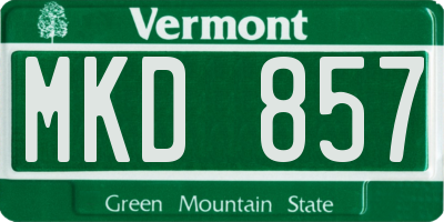 VT license plate MKD857
