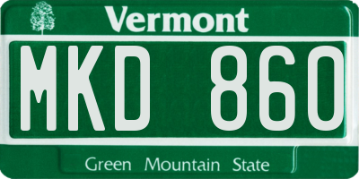 VT license plate MKD860