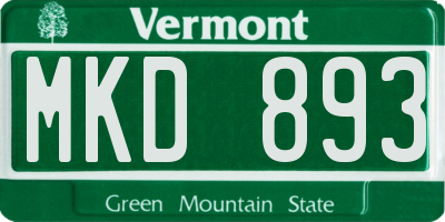 VT license plate MKD893