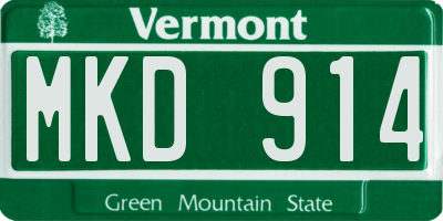 VT license plate MKD914