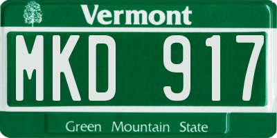 VT license plate MKD917