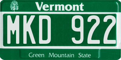 VT license plate MKD922