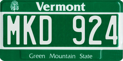 VT license plate MKD924